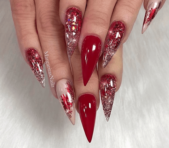 Red Chrome Nail Art. Easy Christmas nail designs. Chrome Christmas nails.  #christmasnailart - YouTube