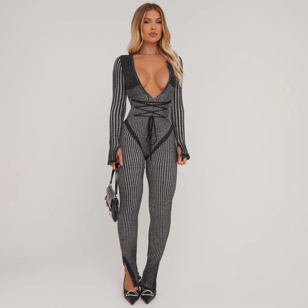 Black split leg jumpsuit online