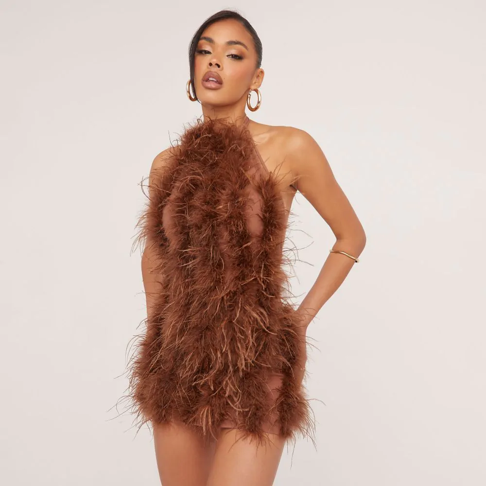 Fluffy bodycon dress best sale